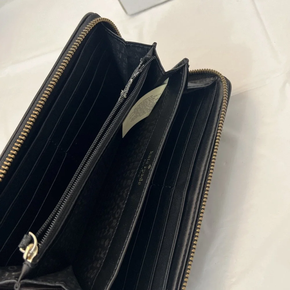 Kate Spade New York Wallet‎ Chester Street Neda Pebbled Zip Leather Black FAIR